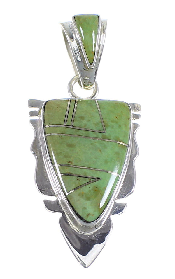 Turquoise Inlay And Authentic Sterling Silver Pendant Southwest Jewelry VX55300